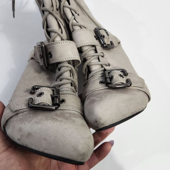 Guess Grey Hifh Heel Lace Up Boota Size 8.5 - Picture 7 of 12